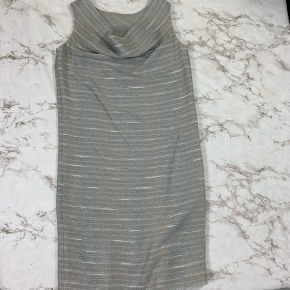 Ports 1961 Metallic Weave Drape Cocktail Dress - Picture 6 of 6